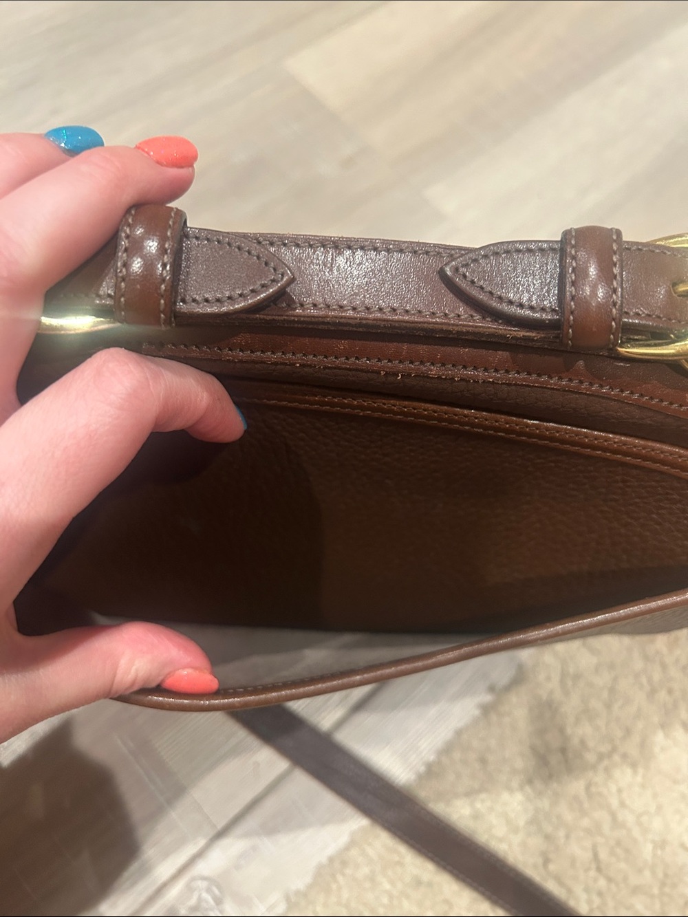 Vintage Dark Brown Leather Dooney & Bourke Crossbody Satchel - Picture 12 of 15
